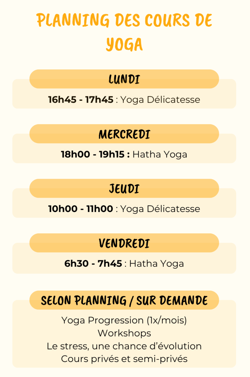 Cours de Hatha Yoga Programme des cours de Hatha Yoga proposés, validés par QualiCert